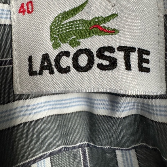 LACOSTE grey lined collared long sleeve button up dress shirt (EU 40) - Picture 6 of 6